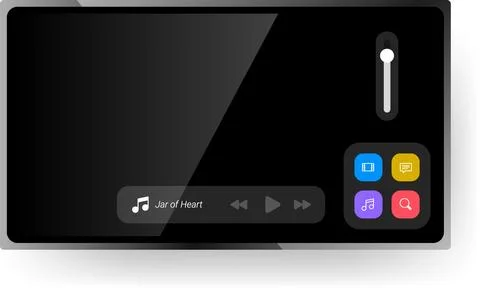 Minimalist Head Unit Dashboard Display for Entertainment and Navigation Syste Stock Illustration