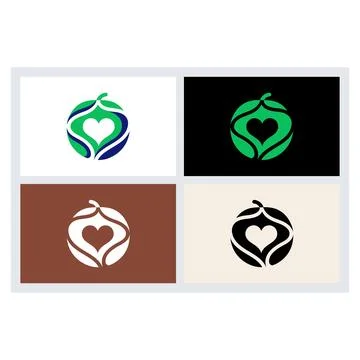Minimalist Heart and Leaf Circle Logo Set 스톡 일러스트