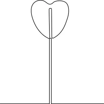 Minimalist heart icon with stem Vector Illustrazione stock
