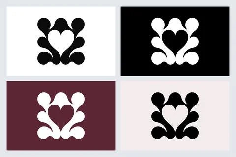 Minimalist Heart Logo Set Abstract Icons Stock Illustration