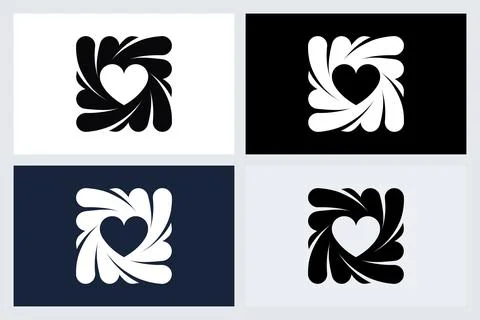 Minimalist Heart Logo Set in Square Frame Stock Illustration