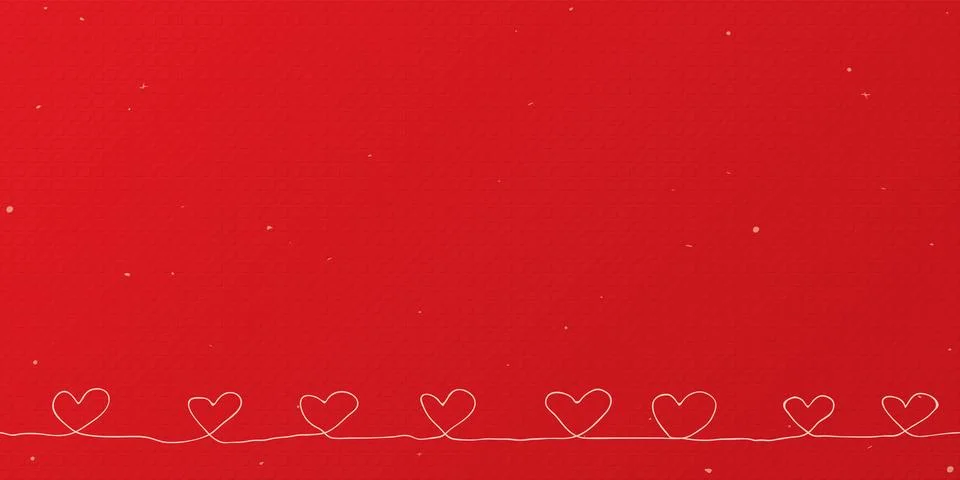 Minimalist heart shape doodle continuous line on bond paper red color backg.. Stock-Illustration