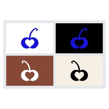 Minimalist Heart Shaped Cherry Logo Icon Set Illustrazione stock