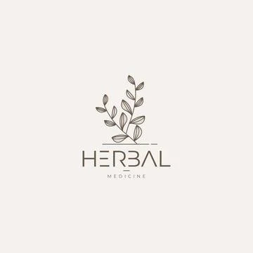 Minimalist herbal logo with leaf element natural organic medicine branding Stock Illustration