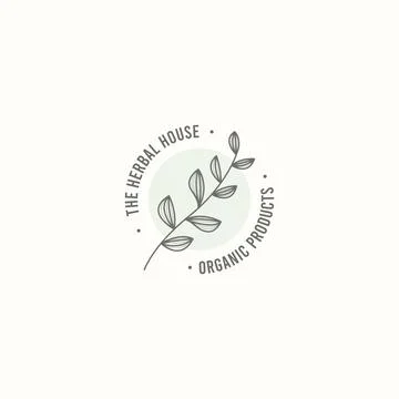 Minimalist herbal logo with leaf element natural organic medicine branding Stock Illustration
