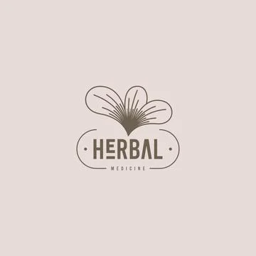 Minimalist herbal logo with leaf element natural organic medicine branding Stock Illustration