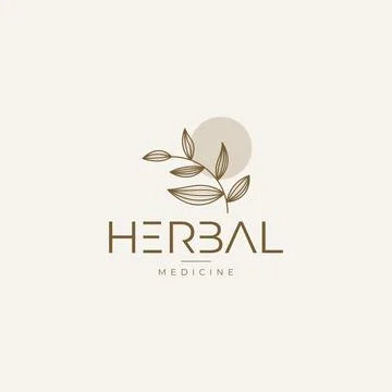 Minimalist herbal logo with leaf element natural organic medicine branding Stock Illustration
