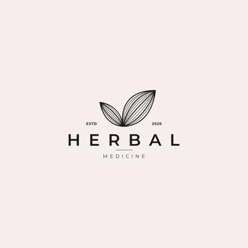 Minimalist herbal logo with leaf element natural organic medicine branding Stock Illustration
