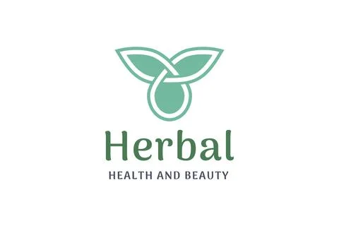 Minimalist Herbal logo with leaf shape Illustrazione stock