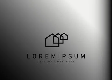 Minimalist home logo design. Vector illustration of line of layered houses ic 스톡 일러스트