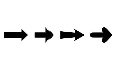 Minimalist Horizontal Right Arrow Vector Set Stock Illustration