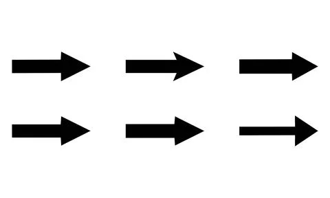 Minimalist Horizontal Right Arrow Vector Set Illustrazione stock