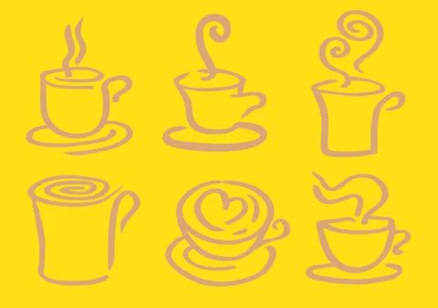 Minimalist Hot Coffee in Cup Vector Design 스톡 일러스트