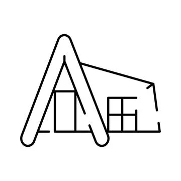 Minimalist house architectural structure line art illustration Stock Illustration