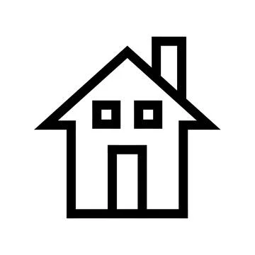 Minimalist house icon with two windows and a door for real estate Stock Illustration