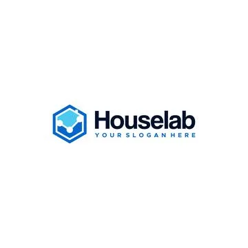 Minimalist Houselab Science moleculer hexagon logo Stock Illustration