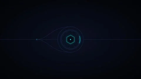 Minimalist hud interface animation with glowing hexagon success checkmark s.. Vidéo 344861364