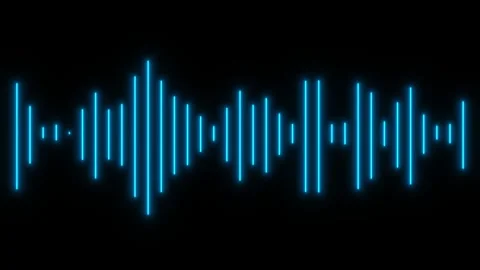 Minimalist HUD Waveform Audio. Abstract blue glow neon sound waves background. A Stock Footage 254883653