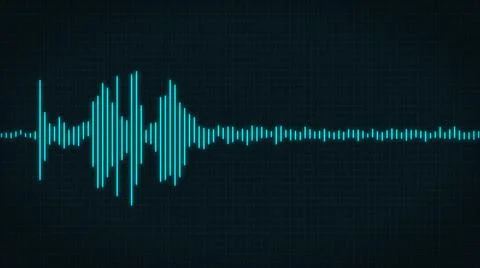 Minimalist HUD Waveform Audio. Abstract blue glow neon sound waves background イラスト素材