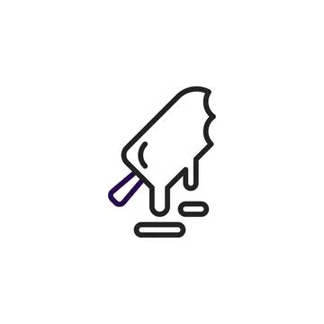 Minimalist ice cream vector featuring melting drips and a playful bite, a s.. 스톡 일러스트