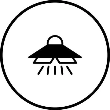 Minimalist Icon of a Ceiling Lamp with Light Rays in a Circular Frame Design 스톡 일러스트