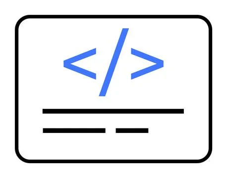 Minimalist Icon of a Code Block with HTML Tags and Horizontal Lines on Whit.. Stock Illustration