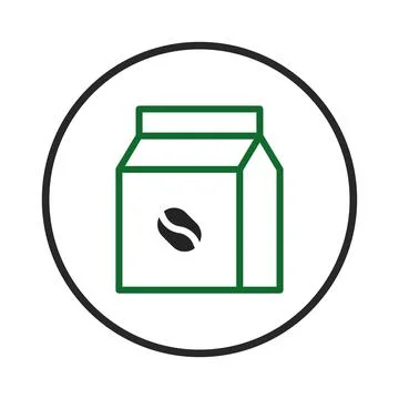 Minimalist icon of coffee packaging within a circular frame emphasizing fre.. Stock Illustration