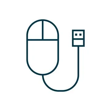 Minimalist Icon of a Computer Mouse with USB Connection Line Art 스톡 일러스트