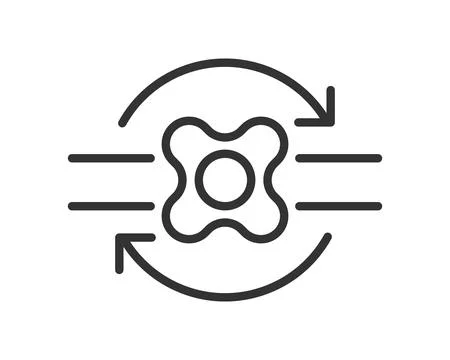 Minimalist icon of a cyclical process with arrows and a center object. Conc.. 스톡 일러스트