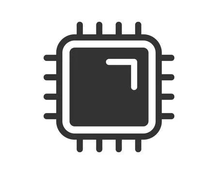 Minimalist icon depicting a computer chip. Symbolizes technology, data proc.. Illustrazione stock