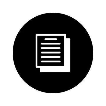 Minimalist icon depicting documents or files in a black circle for digital .. 库存插图