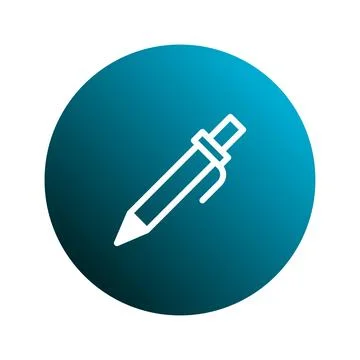 Minimalist icon design features a white pen against a blue gradient circle .. Stock-Illustration
