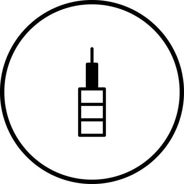 Minimalist icon design featuring a stylized building within a circular bord.. Ilustración de archivo