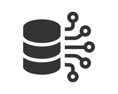 Minimalist icon representing a database with digital connections. Symbolize.. Stock Illustration