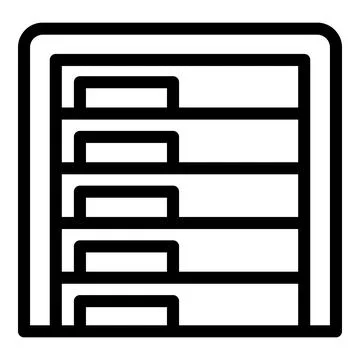 Minimalist icon of a server rack storing digital data in a data center Stock Illustration