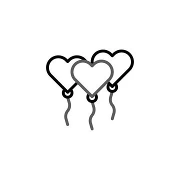 Minimalist icon three heart shaped balloons conveying affection joy and cel.. Stock Illustration