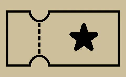 Minimalist icon of a ticket with a star, representing admission, event, or .. Stock Illustration