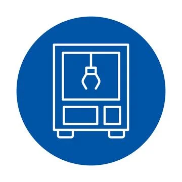 Minimalist Icon of a Vending Machine with a Claw in a Circular Design Stock Illustration
