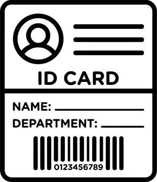 Minimalist identification card icon featuring a profile placeholder departm.. Stock Illustration