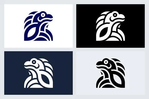 Minimalist Iguana Logo Vector Set Stock Illustration
