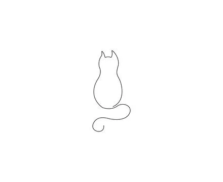 Minimalist illustration of a cat viewed from the back. Stock Illustration