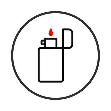 Minimalist illustration of a classic lighter, emphasizing ignition and the .. Stock Illustration