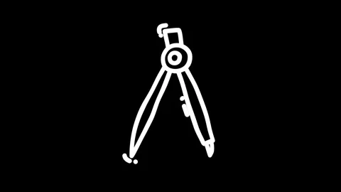 A minimalist illustration of a compass tool on a black background, symboliz.. Stock Footage 319587778