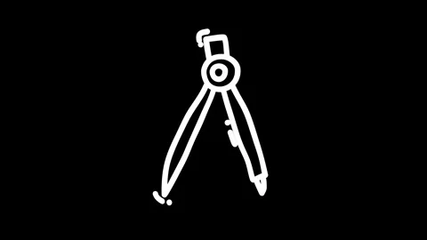 A minimalist illustration of a compass tool used for drafting, set against .. Stock Footage 319587776