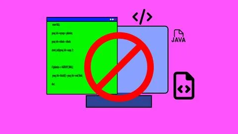 Minimalist illustration of a computer with a blue screen java error on a pi.. Ilustração Stock
