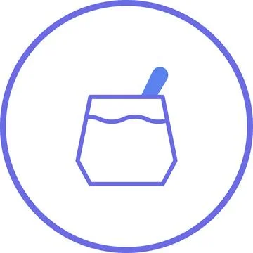 Minimalist illustration of a drink with straw inside a circular frame Stock Illustration
