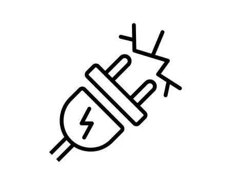 Minimalist illustration of an electrical plug sparking, symbolizing power, .. Stock Illustration