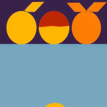 Minimalist illustration of fruit in a circular shape as an orange, on a blue bac Stock Illustration