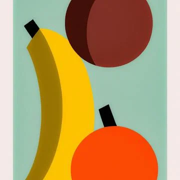 Minimalist illustration of fruit on a rectangular green background イラスト素材