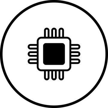 Minimalist Illustration of a Microchip in a Circle: Symbolizing Technology .. Stock Illustration